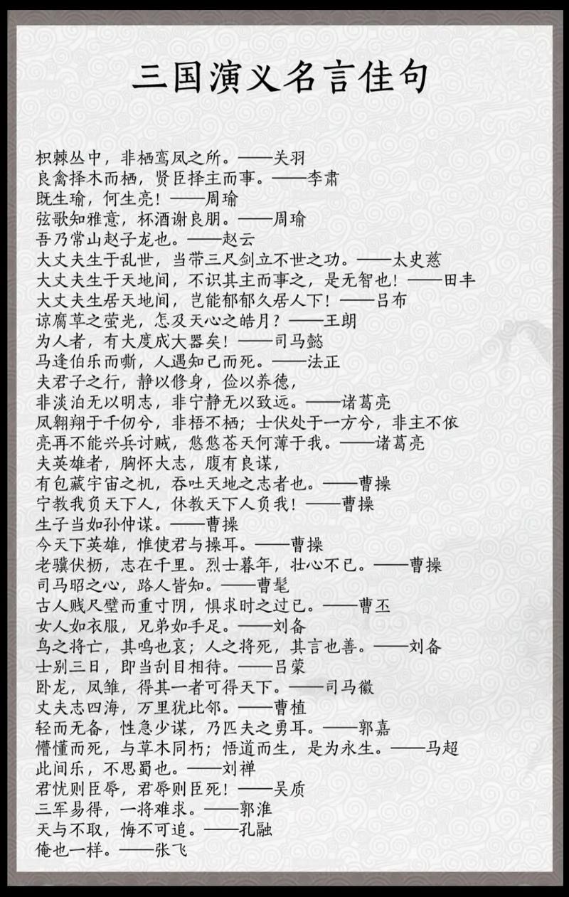 三国演义名言名句大全，三国演义名言名句大全 励志-图1