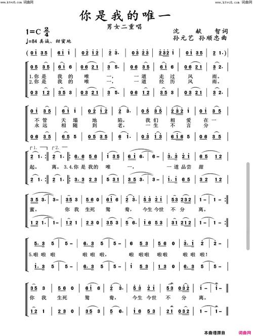 诗歌你是我的唯一，诗歌你是我的唯一原唱歌谱-图2